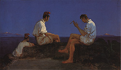 Blechen, Drei Fischer am Golf von Neapel, 1835
