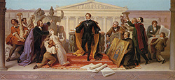 Kaulbach, König Ludwig I. umgeben von Künstlern und Gelehrten, 1848