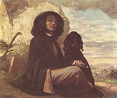 Courbet, Selbstporträt mit schwarzem Hund, 1842